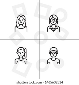 Avatar, human, people lineal icon set. Transparent background.