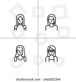 Avatar, human, people lineal icon set. Transparent background.