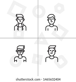 Avatar, human, people lineal icon set. Transparent background.