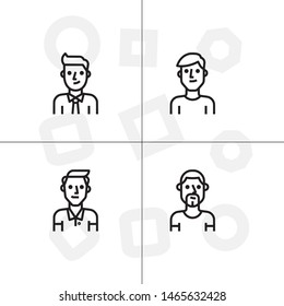 Avatar, human, people lineal icon set. Transparent background.