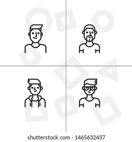Avatar, human, people lineal icon set. Transparent background.