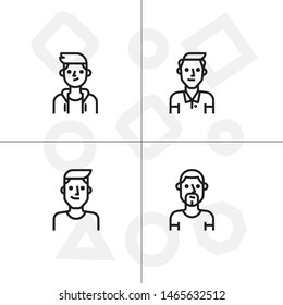 Avatar, human, people lineal icon set. Transparent background.