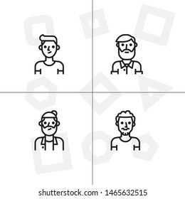 Avatar, human, people lineal icon set. Transparent background.