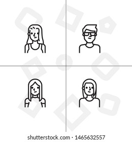 Avatar, human, people lineal icon set. Transparent background.