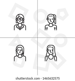 Avatar, human, people lineal icon set. Transparent background.