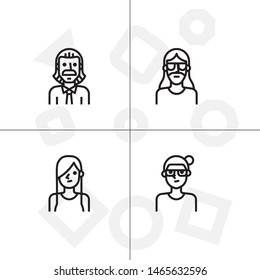 Avatar, human, people lineal icon set. Transparent background.