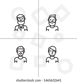 Avatar, human, people lineal icon set. Transparent background.