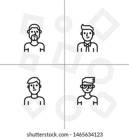 Avatar, human, people lineal icon set. Transparent background.