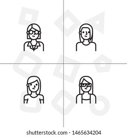 Avatar, human, people lineal icon set. Transparent background.