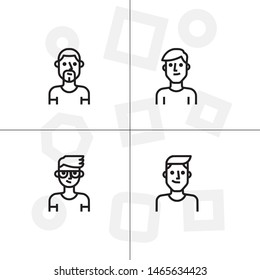 Avatar, human, people lineal icon set. Transparent background.