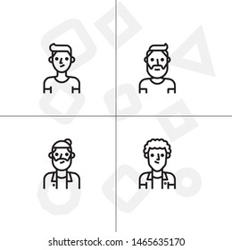 Avatar, human, people lineal icon set. Transparent background.