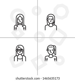 Avatar, human, people lineal icon set. Transparent background.