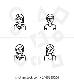 Avatar, human, people lineal icon set. Transparent background.
