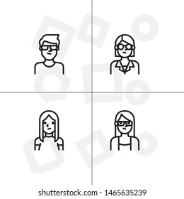 Avatar, human, people lineal icon set. Transparent background.