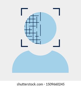 Avatar of human using face recognition system. Concept of biometric authentication system using. Flat vector illustration