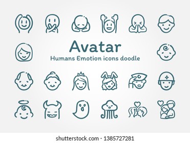 Avatar Humans Emotion icons doodle