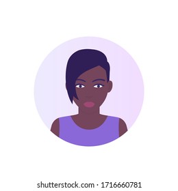 Avatar icon, african american girl with short haircut