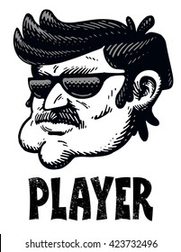 Avatar icon. Cartoon head. Player sign. Vector isolated.