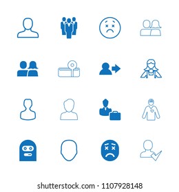 Avatar icon. collection of 16 avatar filled and outline icons such as user, thief emot, woman consultant with case, face, man, maid. editable avatar icons for web and mobile.