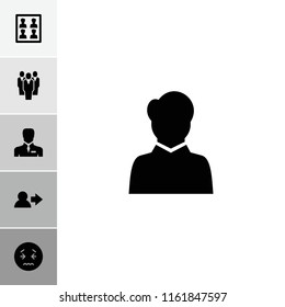 Avatar icon. collection of 6 avatar filled icons such as user, upset emot, businessman, photo for passport. editable avatar icons for web and mobile.