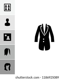 Avatar icon. collection of 6 avatar filled icons such as hairstyle, jacket, photo for passport, favorite photo. editable avatar icons for web and mobile.
