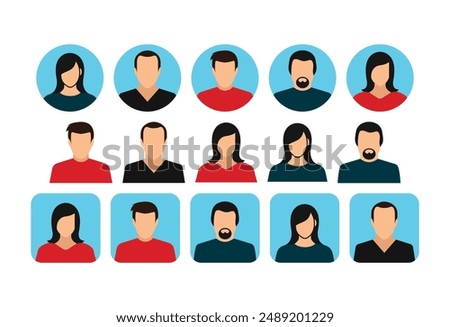 avatar icon flat design male female isolated white background