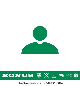 Avatar icon flat. Green pictogram on white background. Vector illustration symbol and bonus button