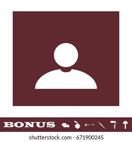 Avatar icon flat. White pictogram on brown background. Vector illustration symbol and bonus icons