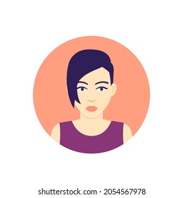 Avatar icon, girl with short haircut vector