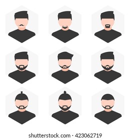 avatar icon hexagonal mustachioed man with a flat design for websites, applications, etc.