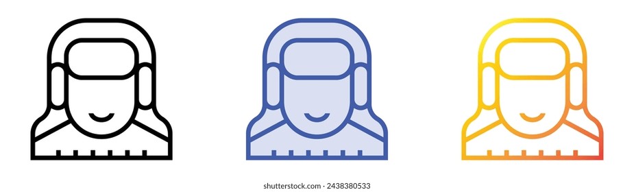 icono de avatar. Diseño de estilo de relleno lineal, azul y degradado aislado sobre fondo blanco