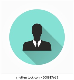Avatar  - icon with long shadow, flat design. Vector illustration