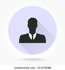 Avatar  icon with long shadow, flat design. Vector illustration.