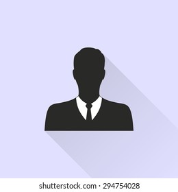 Avatar icon with a long shadow on a black background. Vector illustration.