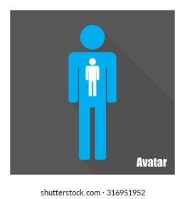 Avatar Icon man with long shadow  flat style