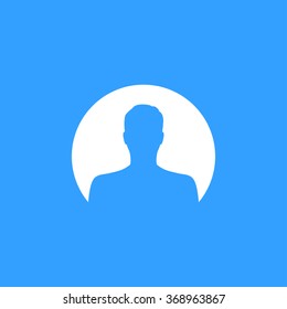 Avatar  icon  on blue background. Vector illustration.