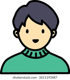 Avatar icon people drawing cartoon portrait man black hair
