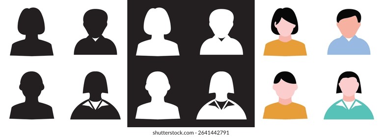 Avatar icon. person icon people. Male and female profile icon.  Vector for websites, mobile interfaces, presentations, banner, visual branding etc. Vector illustration. EPS 10