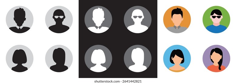 Avatar icon. person icon people. Male and female profile icon.  Vector for websites, mobile interfaces, presentations, banner, visual branding etc. Vector illustration. EPS 10