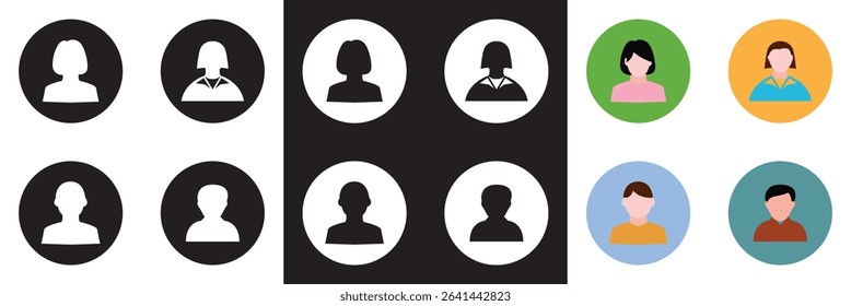 Avatar icon. person icon people. Male and female profile icon.  Vector for websites, mobile interfaces, presentations, banner, visual branding etc. Vector illustration. EPS 10