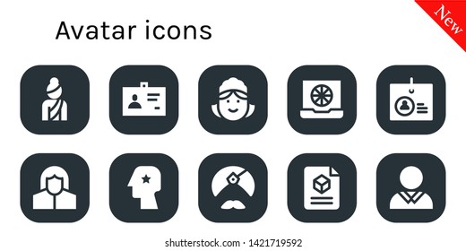 avatar icon set. 10 filled avatar icons.  Simple modern icons about  - Woman, ID, Maid, Color, Identification, Pharmacist, Head, Man, 3d, Avatar