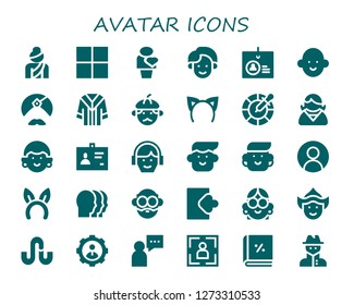  avatar icon set. 30 filled avatar icons. Simple modern icons about  - Woman, Delicious, Human, Man, Identification, Avatar, Uniform, Headband, Color, Employee, ID, User, Heads