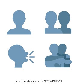 Avatar icon set blue person profile hug pair speaking vector emoji