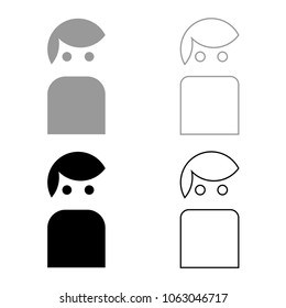 Avatar icon set grey black color
