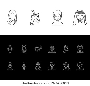 Avatar icon set and old woman with zombie, doctor and french man. Didactic related avatar icon vector for web UI logo design.