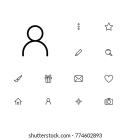 Avatar icon in a set on a red circle.
A set of thin, linear and modern icons for navigation, mobile and applications.