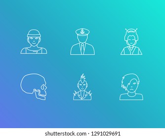 Avatar icon set and punk boy with traditional woman, sportsman and emo. Mohawk related avatar icon vector for web UI logo design.
