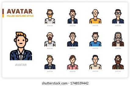 Avatar icon set for web design, book, magazine, poster, ads, app, etc.