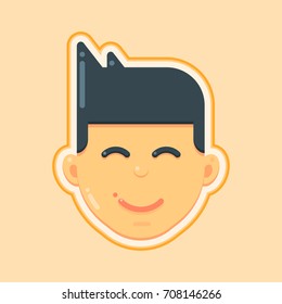 Avatar Icon of Smiley Face Man Vector Illustration