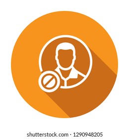 Avatar icon, social icon with not allowed sign. Avatar icon and block, forbidden, prohibit symbol. Vector illustration